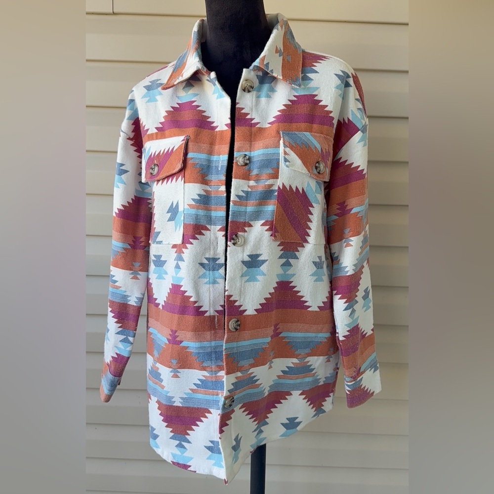 No Comment - Ny La Aztec Western Bohemian Button up Shirt Jacket Medium